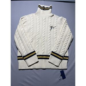 Polo Ralph Lauren Cable Knit Wool Blend‎ Turtleneck Rugby Sweater Cream Size 2XL
